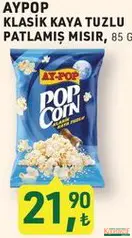 AY-POP KLASİK KAYA TUZLU PATLAMIŞ MISIR 85 G fiyat ve kampanya bilgisi